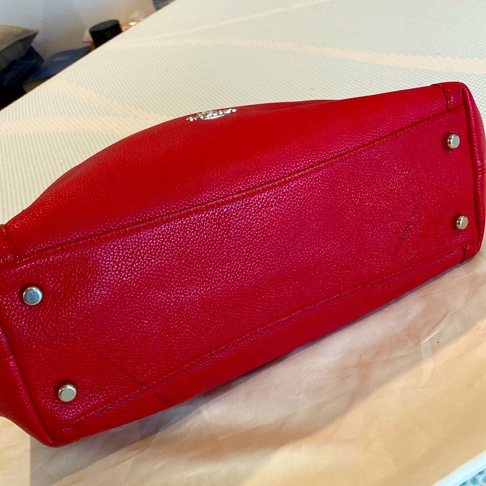 COACH Pebbled Red Leather Edie 31 Tote with original dust bag - Picture 8 of 17